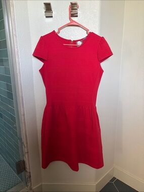 Anthro Girls from Savoy Red Fit-and-Flare Short Sleeve Dress